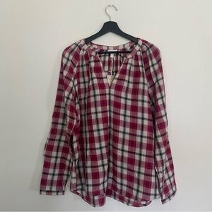 Garnet Hill Women's Pink Plaid Blouse